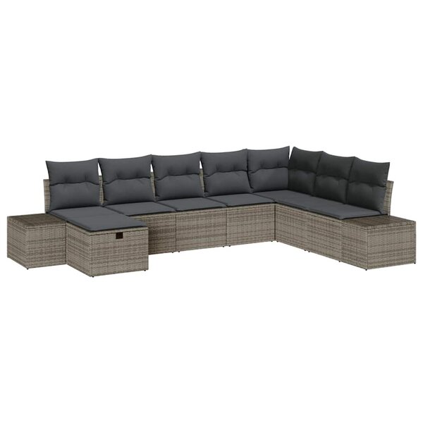 vidaXL Ensemble de canapé de jardin 8 Pièces Gris Poly rotin