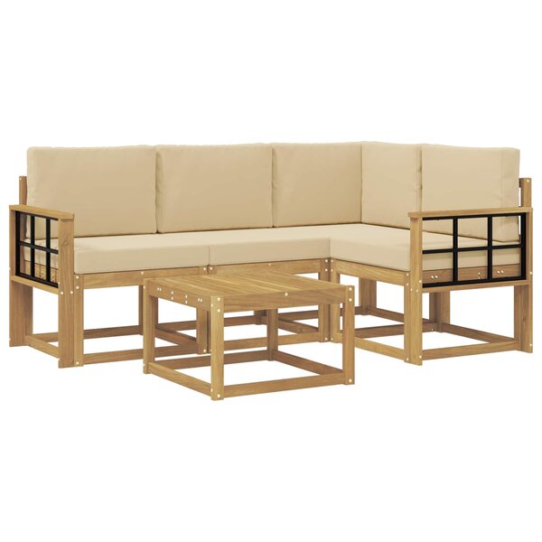 vidaXL Ensemble de canapés d'extérieur 5 pc Blanc et Beige