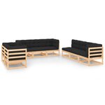 vidaXL Salon de jardin 8 Pièces avec coussins Bois de pin massif