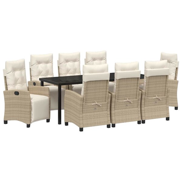 vidaXL Ensemble de salle à manger pour jardin 9 pc Beige polyrotin