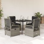 vidaXL Ensemble à manger de jardin et coussins 5 Pièces gris clair rotin