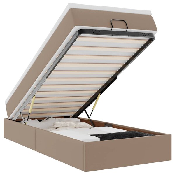 VidaXL Cadre de lit ottoman et matelas cappuccino 90x200 cm similicuir