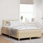 vidaXL Lit à ressorts avec coussin Crème 120 x 200 cm tissu
