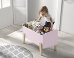 KIDDY Rose Lit simple ave sommier + Chevet + Etagères 45cm et 65cm + Coffre à jouets