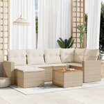 vidaXL Salon de jardin avec coussins 7 Pièces beige résine tressée