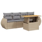 vidaXL Salon de jardin avec coussins 5 Pièces beige résine tressée