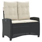 vidaXL Banc inclinable de jardin avec coussins noir résine tressée
