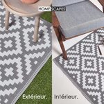 Tapis extérieur terrasse réversible - Tapis de jardin imperméable et résistant UV - Zoe - Gris - 150x240 cm - HOMESCAPES