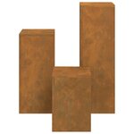 vidaXL Supports pour plantes 3 Pièces Rouillé 24 x 24 x 75 cm