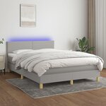 vidaXL Sommier à lattes de lit et matelas et LED Gris clair 140x190 cm