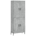 vidaXL Buffet haut Gris béton 69 5x34x180 cm Bois d'ingénierie