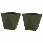 vidaXL Jardinière 2 Pièces Vert olive 30 x 30 x 30 cm Acier