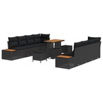vidaXL Ensemble de canapé de jardin avec coussin 11 Pièces Noir