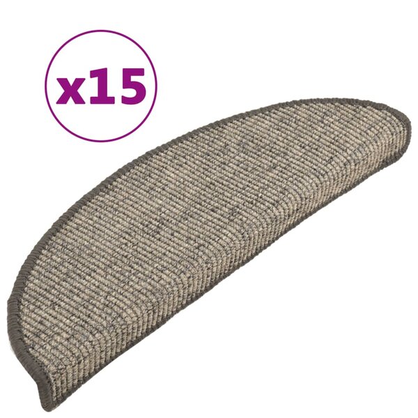 vidaXL Tapis d'escalier autocollants 15 Pièces 56x17x3 cm Beige et gris