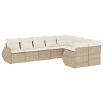 vidaXL Salon de jardin avec coussins 9 Pièces beige résine tressée