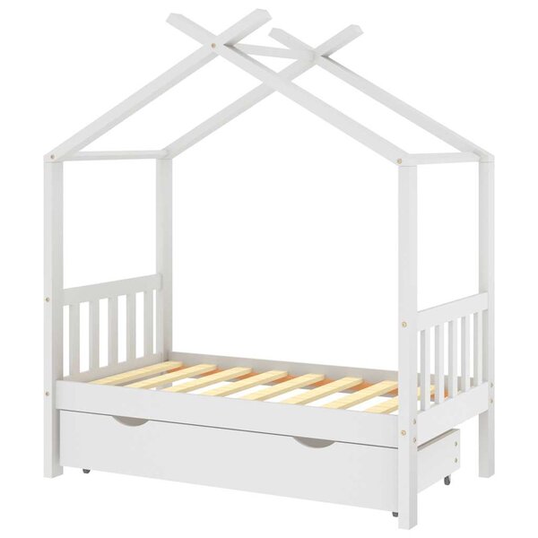 vidaXL Cadre de lit enfant avec tiroir blanc pin massif 70x140 cm