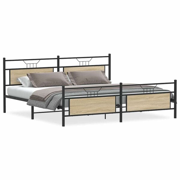 vidaXL Cadre de lit en métal sans matelas chêne sonoma 200x200 cm