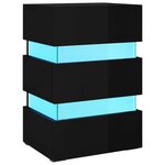 vidaXL Table de chevet à LED noir brillant 45x35x67 cm bois ingénierie