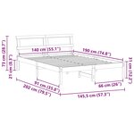 vidaXL Cadre de lit avec tête de lit Marron 140 x 190 cm Pin massif