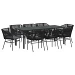 vidaXL Ensemble de salle à manger pour jardin avec coussin 9 Pièces Noir