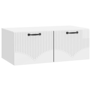 vidaXL Meuble TV mural Montage mural Blanc brillant 78 5 x 41 x 30 cm