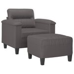 vidaXL Fauteuil avec repose-pied Gris 60 cm Similicuir