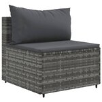 vidaXL Salon de jardin 9 Pièces avec coussins gris résine tressée