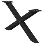 vidaXL Pieds de table basse en forme de X  2 pièces  noir  70 x (30-31) cm  acier