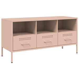 vidaXL Meuble TV rose 100 5x39x50 5 cm acier