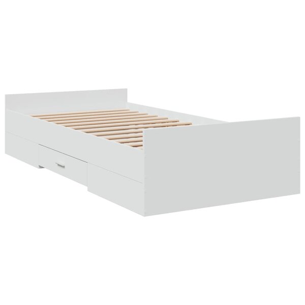 vidaXL Cadre de lit avec tiroirs blanc 100x200 cm bois d'ingénierie