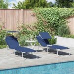 vidaXL Transat 2-personne 2 Pièces Bleu 58 x 188 x 77cm tissu