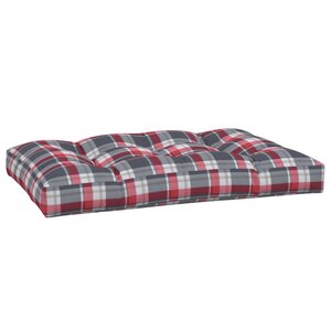 vidaXL Coussin de palette motif à carreaux rouge 120x80x12 cm tissu