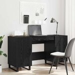 vidaXL Bureau avec porte Chêne noir 140 x 50 x 75 cm Bois d'ingénierie
