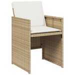 vidaXL Ensemble à manger de jardin et coussins 11 Pièces beige poly rotin