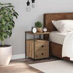 vidaXL Table de chevet chêne artisanal 34x35 5x50 cm bois d'ingénierie