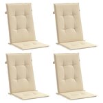 vidaXL Coussins de chaise de jardin dossier haut lot de 4 beige tissu