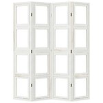 vidaXL Cloison de séparation 4 panneaux blanc bois de paulownia massif