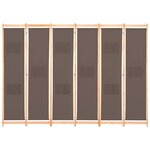 vidaXL Cloison de séparation 6 panneaux Marron 240 x 170 x 4 cm Tissu
