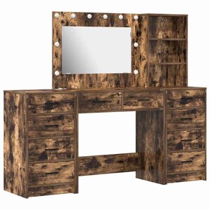 vidaXL Table de Toilette 3 Pièces Chêne fumé Bois d'ingénierie