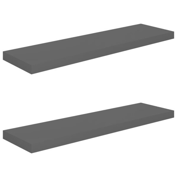 vidaXL Étagère murale flottante 2 Pièces Gris brillant 90x23 5x3 8 cm MDF