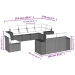 vidaXL Salon de jardin 8 Pièces avec coussins noir résine tressée