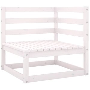 Canapé d'angle de jardin blanc bois de pin massif 02_0013207