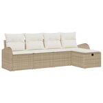 Ensemble de canapés de jardin 5 pièces vidaXL avec coussins beige poly rattan