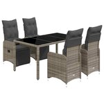 vidaXL Ensemble de bistro de jardin 5 Pièces coussins gris poly rotin