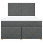 vidaXL Sommier à lattes de lit avec matelas Gris foncé 140x190cm Tissu