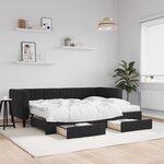 vidaXL Lit de jour avec gigogne et tiroirs noir 80x200 cm velours