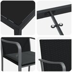 Ensemble de salle à manger de jardin 9 pièces avec des coussins en poly rattan noir