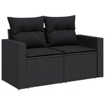 vidaXL Salon de jardin 8 Pièces avec coussins noir résine tressée