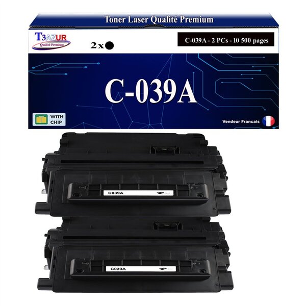 T3AZUR -2x Toners compatibles avec Canon 039 (0287C001) pour Canon LBP-351x  LBP-352x Noir - 10 500p