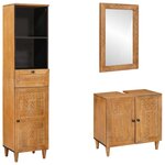 vidaXL Ensemble de mobilier de salle de bain avec tiroir 3 Pièces Marron